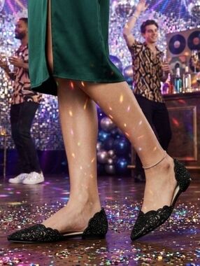 Blue by Betsey Johnson Black Embellished Flats 7